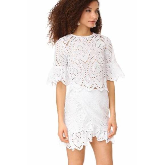 Winona Valerie Wrap Mini Dress Eyelet Lace White Size 6 - Picture 4 of 13